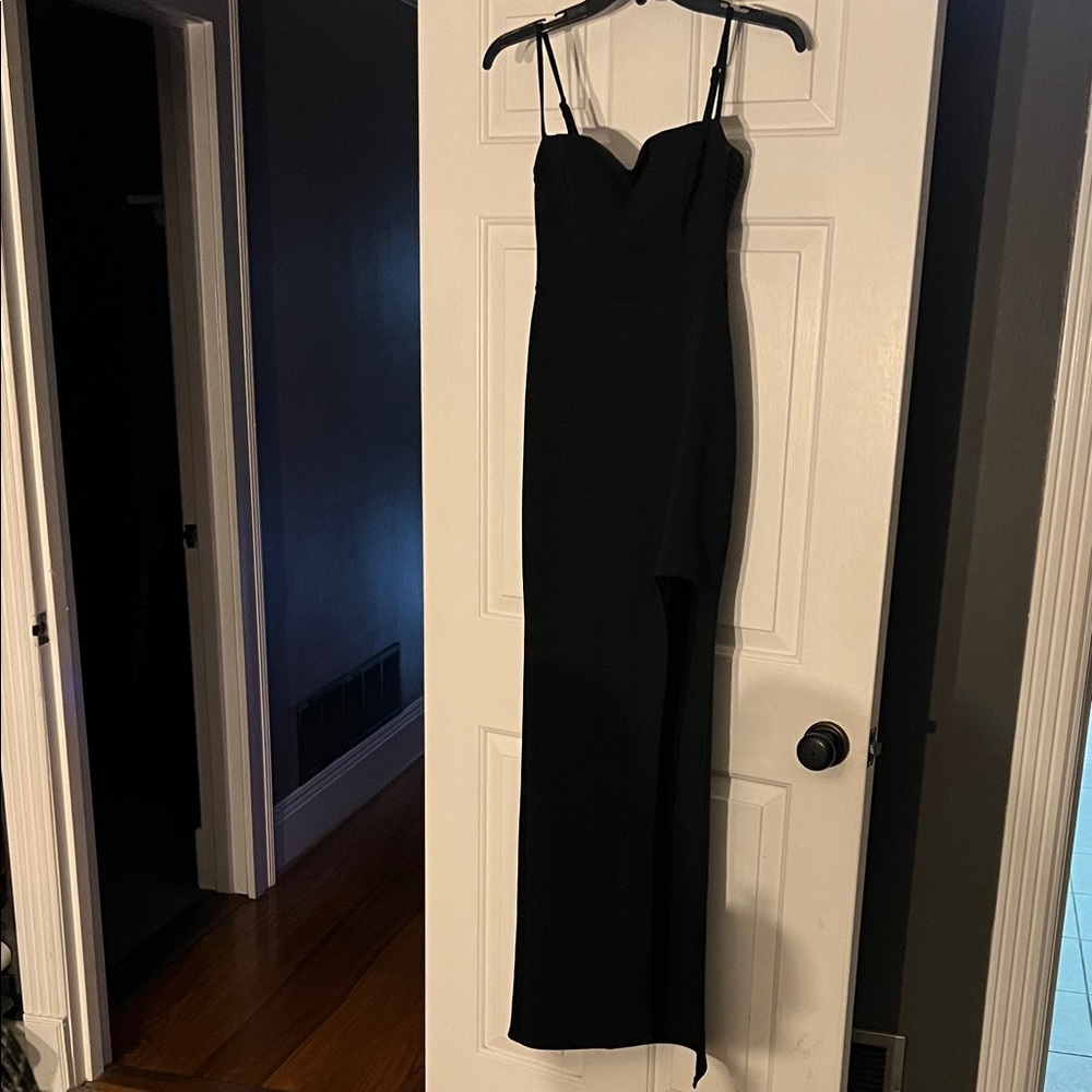 B Darlin Black Dress with slit to side.